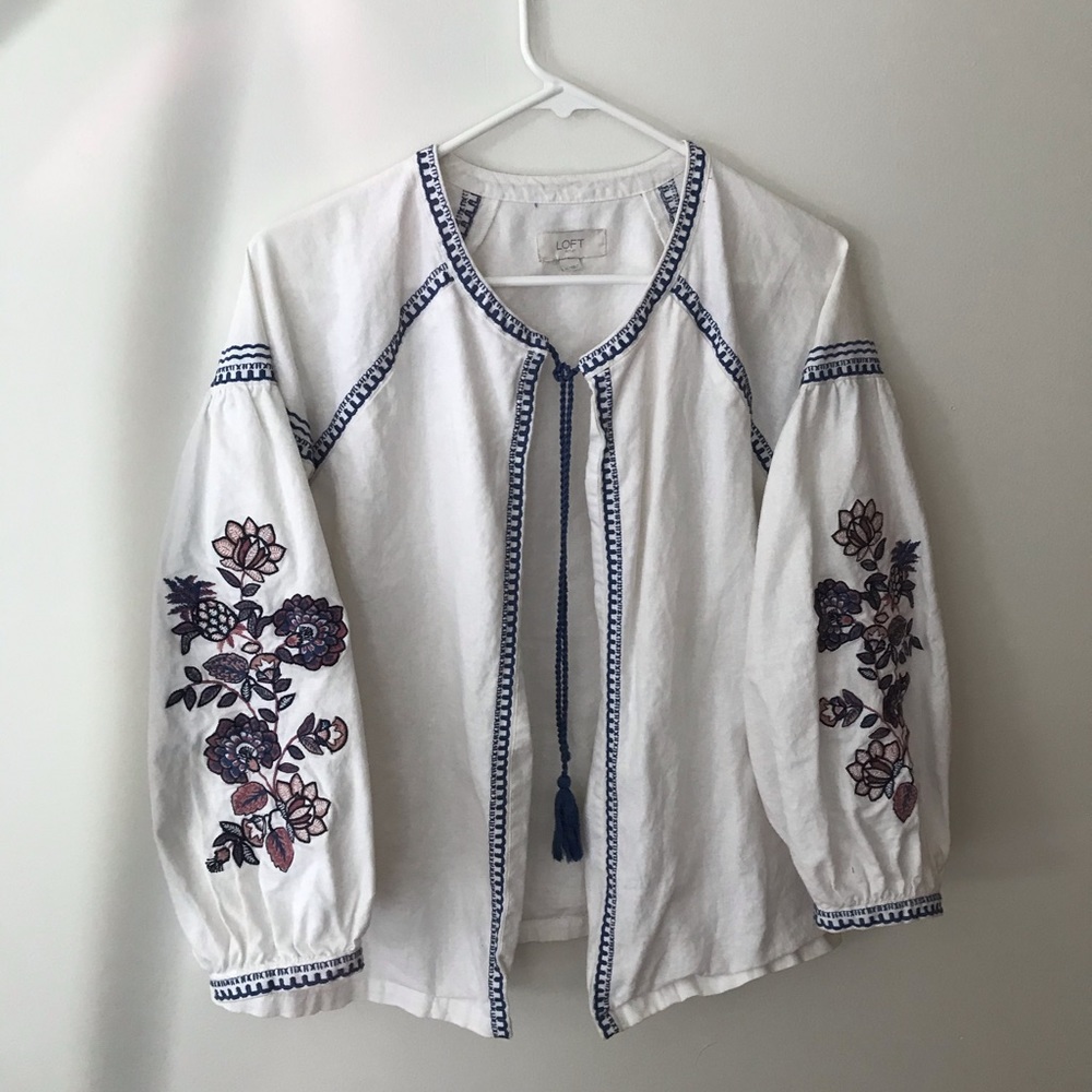 Embroidered light weight linen/cotton jacket